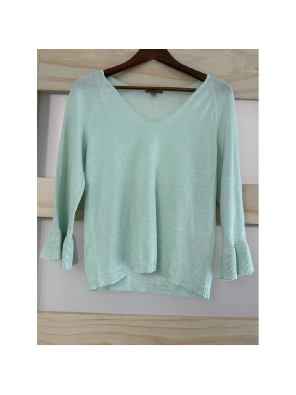 Lilla P Mint Green Bell Sleeve Sweater XS Cotton Modal Blend